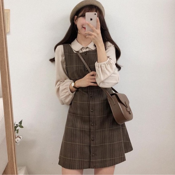 SOLD: Brown dress and cream top set - Picture 9 of 9